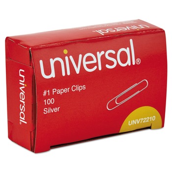 Universal 100-Piece/Box Paper Clips - Small (#1), Silver
