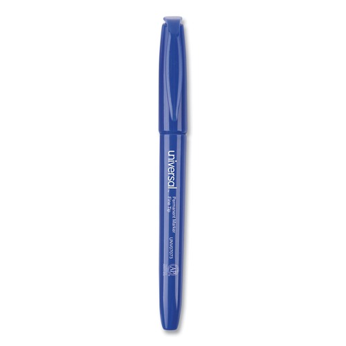 Office Jansan | Universal UNV07073 Fine Bullet Tip Pen-Style Permanent Marker - Blue (1 Dozen) image number 0