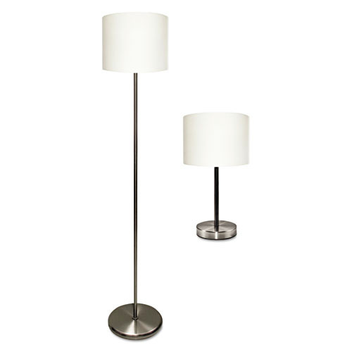 Office Furniture Accessories | Ledu L9135 Table 12.63 in. High and Floor 61.5 in. High Slim Line Lamp Set - Silver (2/Pack) image number 0