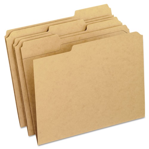  | Pendaflex RK152 1/3 Dark Kraft File Folders With Double-Ply Top, 1/3-Cut Tabs, Letter Size, Kraft, 100/box image number 0