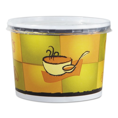 Labor Day Sale! Save $30 off $199! | Chinet 70412 12 oz. Streetside Squat Paper Food Container with Plastic Lid (250/Carton) image number 0