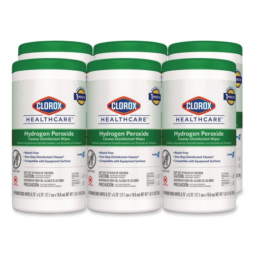 Office Jansan | Clorox Healthcare 30825 5.75 in. x 6.75 in. Hydrogen Peroxide Cleaner Disinfectant Wipes - White Unscented (6/Carton) image number 0