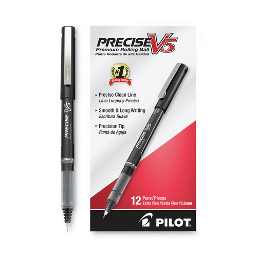 Office Jansan | Pilot 35334 Precise V5 0.5 mm Roller Ball Pen - Extra-Fine, Black (Dozen) image number 0