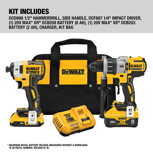Dewalt DCK299D1W1 20V MAX XR Brushless Lithium Ion 1 2 in