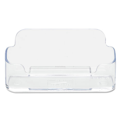 Bulk Savings Pricing 2 | Deflecto 70101 3.88 in. x 1.38 in. x 1.81 in. Plastic Horizontal Business Card Holder - Clear image number 0