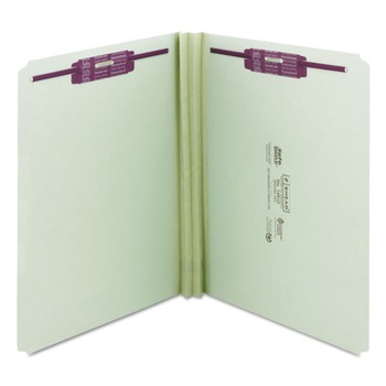 Smead Recycled Pressboard Fastener Folders with Straight Tabs - Letter, Gray/Green (25/Box)