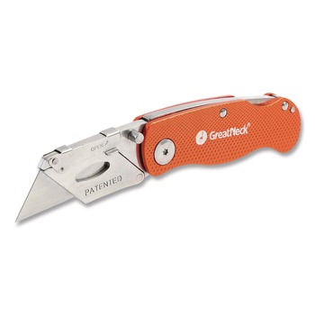 Great Neck 3.5 in. Aluminum Handle Quick Change Lock Back Utility Knife - Orange