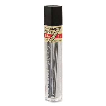 Pentel 0.5 millimeter H Super Hi-Polymer Lead Refills - Black (12/Pack)