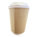 Cups and Lids | Karat C-KRC508 8 oz Ripple Hot Cups - Kraft/White (500/Carton) image number 2