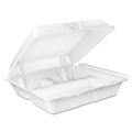 Food Trays, Containers, and Lids | Dart 90HT3R 9 in. x 9.4 in. x 3 in. 8 oz. 3-Compartment Foam Hinged Lid Container - White (200/Carton) image number 4