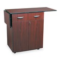 Cleaning Carts | Safco 8962MH 32.5 in. to 56.25 in. x 20.5 in. x 38.75 in. 1 Drawer 3 Shelves Engineered Wood Hospitality Cart with Drop Leaves - Mahogany image number 0