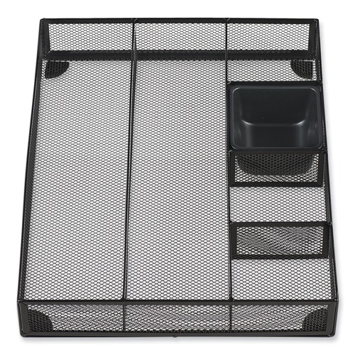  | Universal UNV20021 15 in. x 11.88 in. x 2.5 in. 6 Compartments Metal Mesh Drawer Organizer - Black image number 0
