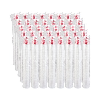 Dart 16 oz. Horizon Printed Hot/Cold Foam Drinking Cups - Cranberry/White (1000/Carton)