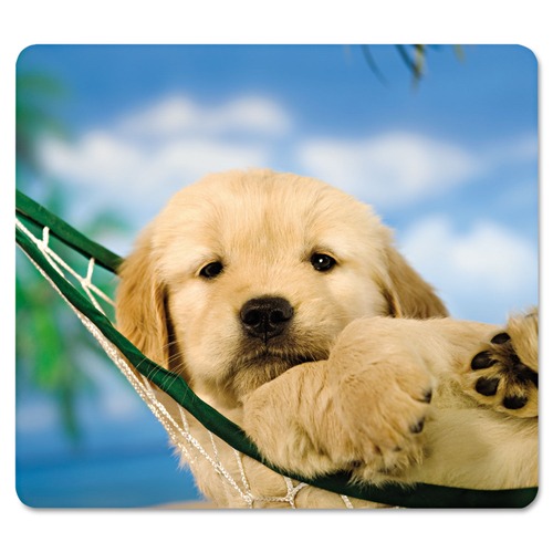 Fellowes Mfg Co. 5913901 Recycled Mouse Pad, Nonskid Base, 9 X 8 X 1/16, Puppy In Hammock image number 0