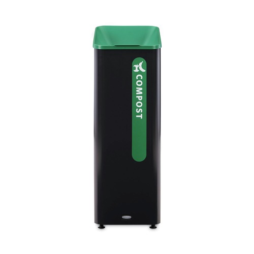 Trash & Waste Bins | Rubbermaid Commercial 2078991 Sustain 15 gal Metal/Plastic Decorative Refuse with Recycling Lid - Black/Green image number 0