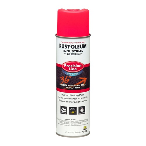 Painting | Rust-Oleum 1861838CT Industrial Choice 17 oz M1800 System Precision Line Water-Based Marking Paint - Flat Fluorescent Pink (12/Carton) image number 0
