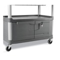 Utility Carts | Rubbermaid Commercial FG409400GRAY 40.63 in. x 20 in. x 37.81 in. 300 lbs. Capacity 3 Shelves Plastic Xtra Instrument Cart with Locking Storage Area - Gray image number 4