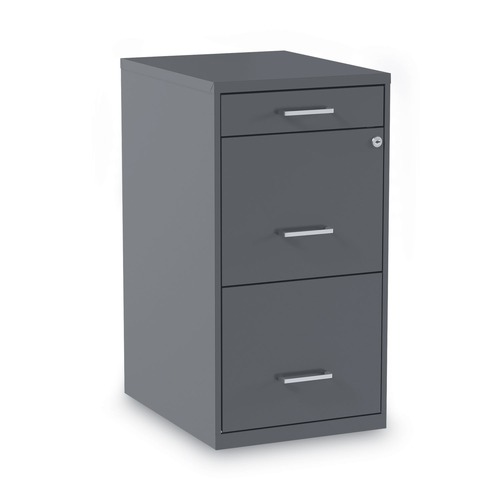 Office Filing Cabinets & Shelves | Alera 2806768 14 in. x 18 in. x 26.9 in. Soho 3-Drawer Vertical Letter File Cabinet - Charcoal image number 0