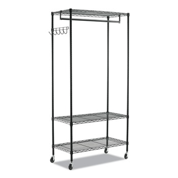 Alera ALEGR364818BL 48 in. W x 18 in. D x 75 in. H 40 Garments Wire Shelving Garment Rack - Black