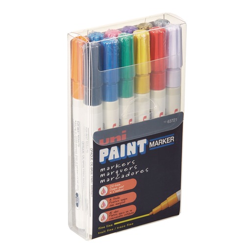 Permanent Markers | uni-ball 63721 Fine Bullet Tip Permanent Marker - Assorted Colors (12/Set) image number 0