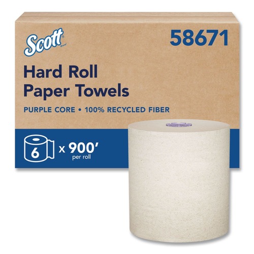 Paper Towels and Napkins | Scott 58671 8 in. x 900 ft. 1-Ply 100 Percent Recycled Hard Roll Paper Towels - Brown (6/Carton) image number 0