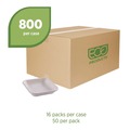 Food Trays, Containers, and Lids | Eco-Products EP-SCS5NFA 9.9 oz 5 x 5 x 1 Vanguard Worldview Renewable and Compostable Sugarcane Take-Out Containers - White (800/Carton) image number 3