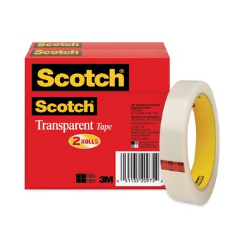 Scotch 0.75 in. x 72 yds. 3 in. Core Transparent Tape (2/Pack)