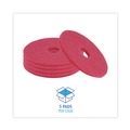 Cleaning & Janitorial Accessories | Boardwalk BWK4015RED 15 in. Buffing Floor Pads - Red (5/Carton) image number 3