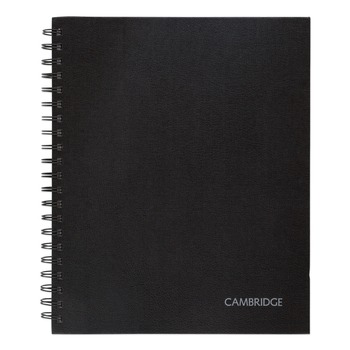 Cambridge Limited 11 in. x 8.5 in. 1-Subject Wide/Legal Rule Hardbound Notebook with Pocket - Black Cover (96 Sheets)