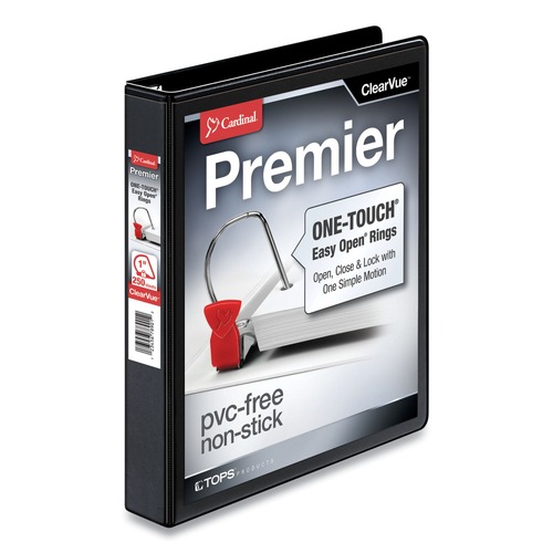 Office Jansan | Cardinal 10301 11 in. x 8.5 in. ClearVue 3-Ring 1 in. Capacity Easy Open Slant-D Ring Binder - Black image number 0