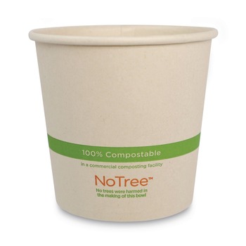World Centric No Tree 4.4 in. Diameter x 4.5 in. h Sugarcane Paper Bowls - Natural (500/Carton)