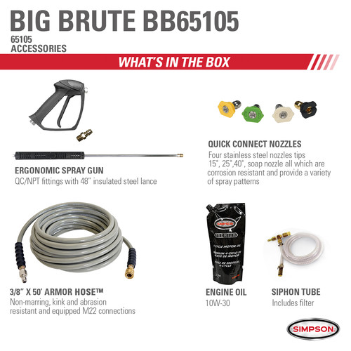 Simpson 65105 Big Brute 4000 PSI 4.0 GPM Hot Water Pressure Washer Powered by Vanguard