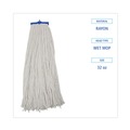 Mops | Boardwalk BWK732R 32 oz. Economical Lie-Flat Rayon Fiber Mop Head - White (12/Carton) image number 4