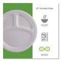Bowls and Plates | Eco-Products EP-P007NFA Vanguard 10 in. diameter 3-Compartment Renewable and Compostable Sugarcane Plates - White (500/Carton) image number 4