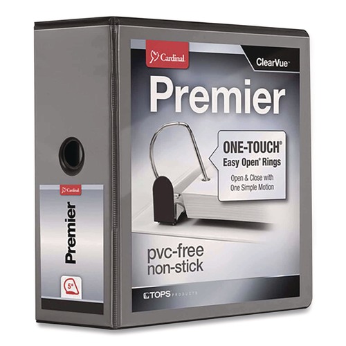 Office Jansan | Cardinal 10351 11 in. x 8.5 in. ClearVue 3-Ring 5 in. Capacity Easy Open Slant-D Ring Binder - Black image number 0