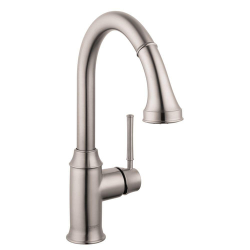 Fixtures | Hansgrohe 04215800 Talis C Higharc Single Hole Kitchen Faucet with Pull Down Spray (Steel Optik) image number 0