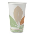 Office Jansan | SOLO 316PLA-J7234 Bare Eco-Forward 16 oz. PLA Leaf Design Paper Hot Cups - White/Green/Orange (1000/Carton) image number 1