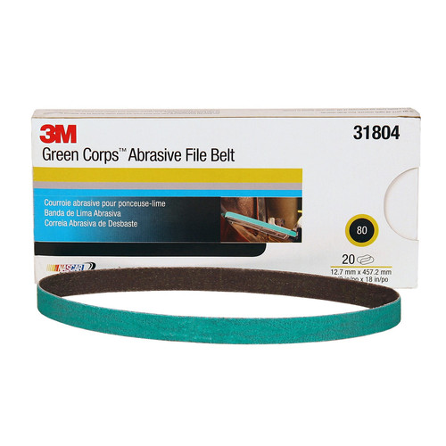Grinding, Sanding, Polishing Accessories | 3M 31804 Green Corps Abrasive File Belt 1/2 in. x 18 in. 80 (20-Pack) image number 0