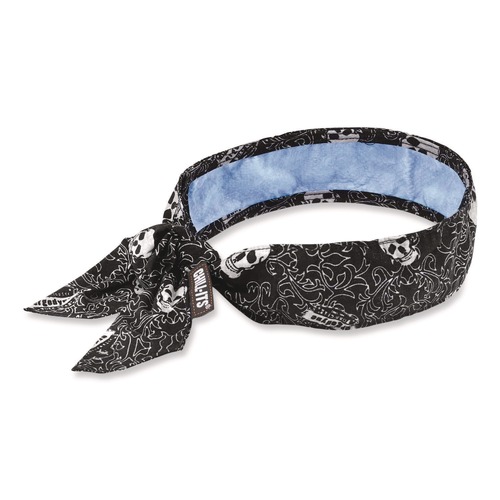 Cooling Gear | Ergodyne 12569 Chill-Its 6700CT One Size Fits Most Cooling Bandana PVA Tie Headband - Skulls image number 0