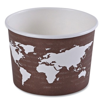 Eco-Products EP-BSC8-WA 8 oz. 3.04 in. Diameter x 2.3 in. h World Art Renewable and Compostable Paper Food Container - Brown (1000/Carton)
