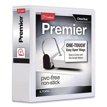 Cardinal 3 in. Capacity 11 x 8.5 Premier Easy Open ClearVue Locking Slant-D Ring Binder - White