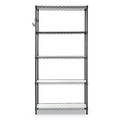 Office Jansan | Alera ALESW653618BA 36 in. x 18 in. x 72 in. 5-Shelf Wire Shelving Kit with Casters and Shelf Liners - Black Anthracite image number 1