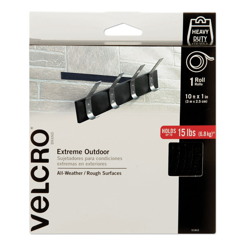 Office & Office Supplies | Velcro 91843 1 in. x 10 ft. Extreme Outdoor Performance Heavy-Duty Fasteners - Black (1-Roll) image number 0