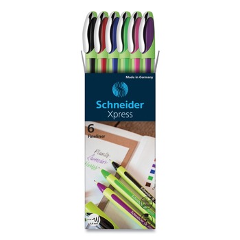 Schneider Xpress Fineliner Fine 0.8 millimeter Stick Porous Point Pen - Assorted Ink and Barrel Colors (6/Pack)