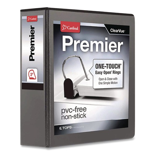 Office Jansan | Cardinal 10331 Premier Easy Open 3 in. Capacity 11 in. x 8-1/2 in. 3 Ring ClearVue Locking Slant-D Ring Binder - Black image number 0