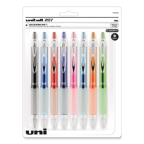 Pens | uni-ball 1739929 Signo 207 Medium 0.7 millimeter Retractable Gel Pen - Assorted Ink/Barrel Colors (1-Set) image number 0