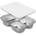 Food Service | Handi-Foil 2045-00-500 6.38 in. x 1.47 in. x 8 in. 24 oz. 3-Compartment Oblong Aluminum Food Container - Silver (500/Carton) image number 2