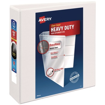 Avery 11 in. x 8.5 in. 3 in. Capacity 3 Rings Heavy-Duty View Binder with DuraHinge and Locking One Touch EZD Rings - White