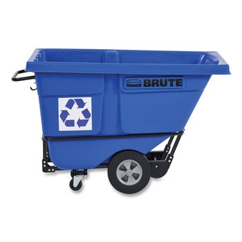 Rubbermaid Commercial BRUTE 1,250 lb Capacity 1 cu. Yd. Plastic/Steel Frame Rotomolded Recycling Tilt Truck - Blue