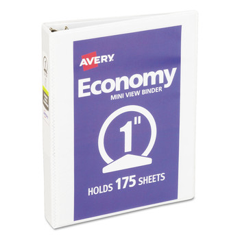 Avery 3 Round Rings 1 in. Capacity 8.5 in. x 5.5 in. Economy View Binder - White